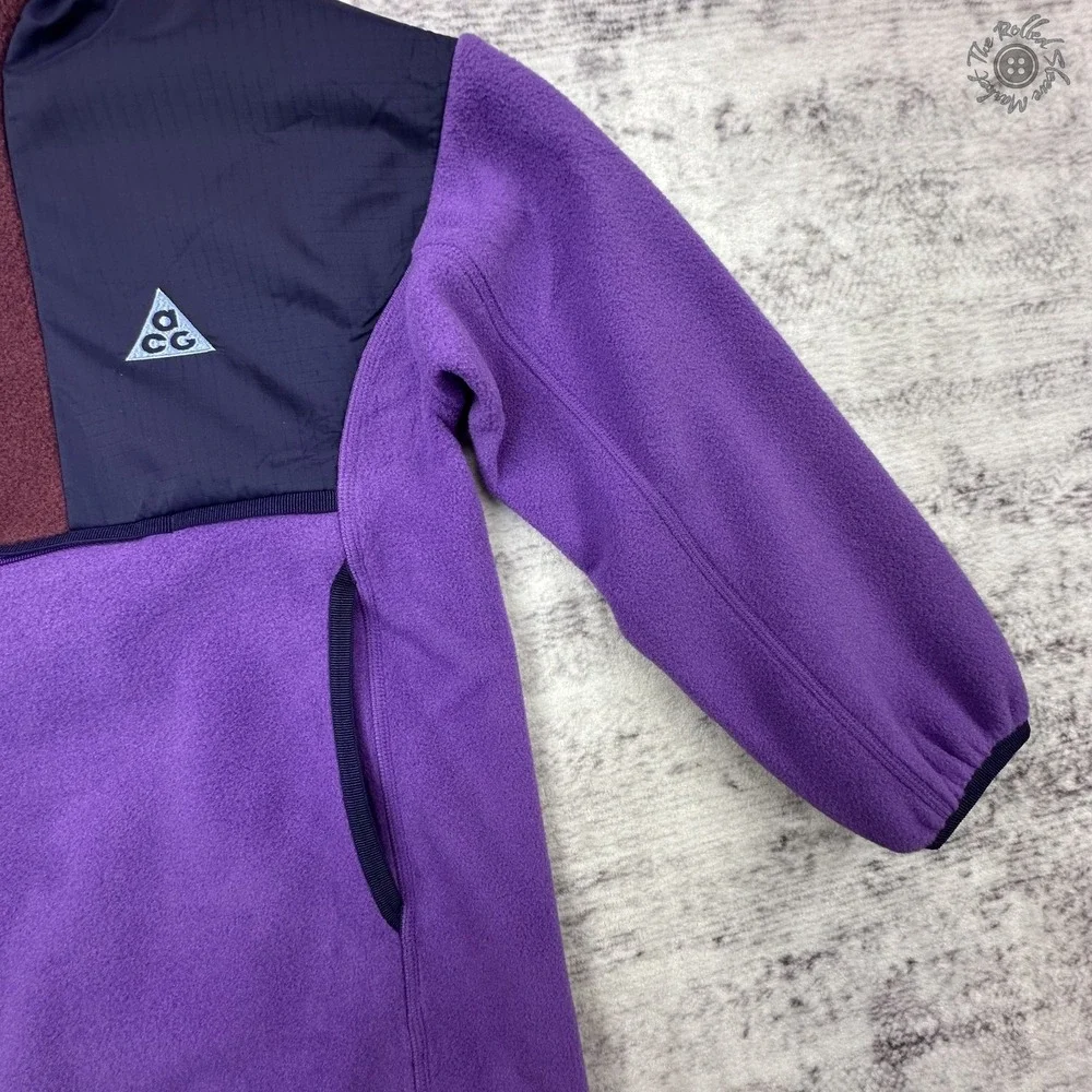New No Tags Nike ACG Polartec Fleece Kids Small‎ Tunic 1/4 Zip Purple FD2872599